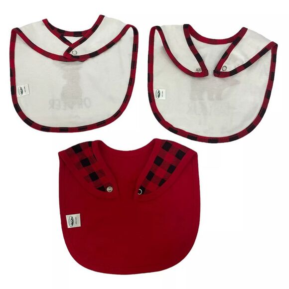 Woodland Creek 3 PC Farmhouse Style Black and Red Buffalo Check Baby Bib Set - Picture 6 of 9